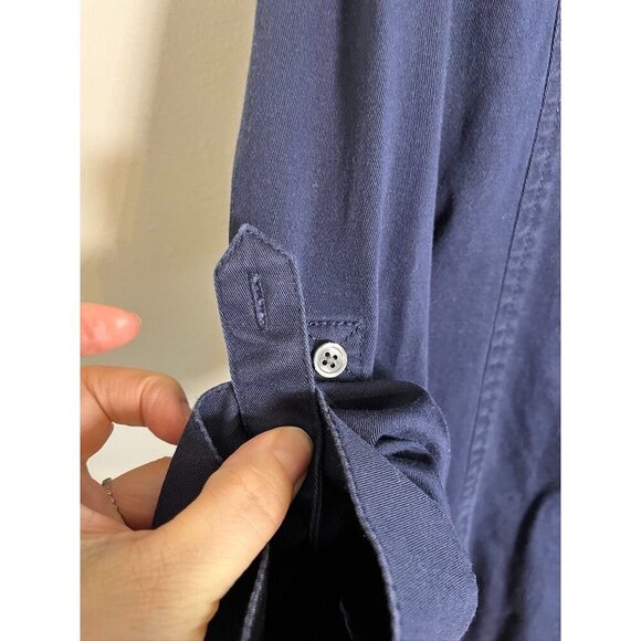 J Jill Shirt Dress 6 Blue Preppy Resort Classic Chic Retro Neutral Minimalist - Picture 10 of 11